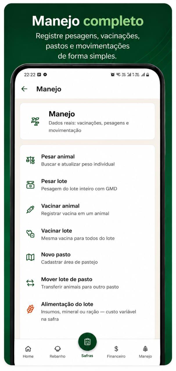 Manejo completo — app Gestão Pecuária 360